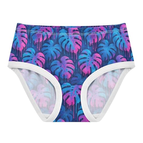 Joisal Artistic Monstera Leaves Blue Girl Panties Cute Girls Underwear Toddler Cotton Aesthetic Briefs Kids Undies 2t