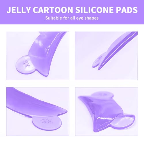 VARKAGE Wimpernlifting Pads, 8 Stück, 4 Größen, Silikon, Lila, Wimpernheber