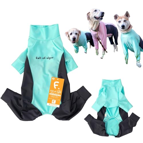 中型犬 ドッグプレイ サイド切替 ラッシュガード ロンパース 犬の服 フルオブビガー 69/エメラルドグリーン N3L