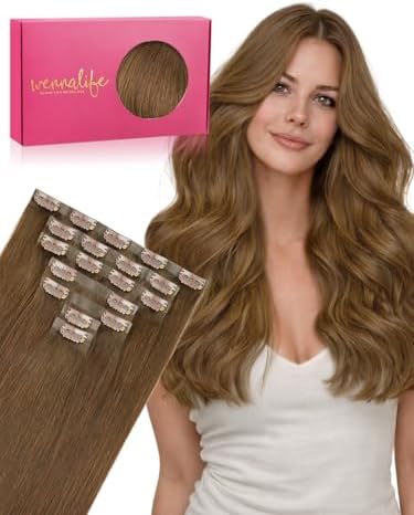 WENNALIFE Seamless Clip In Hair Extensions Human Hair, 12 Inch 80g 7pcs Light Auburn Brown Real Hair Extensions Clip in Human Hair Invisible PU Skin Weft Natural Remy Hair