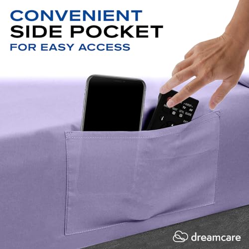 Image of DREAMCARE Full Size Sheets - Cooling Sheets - 4pcs Set - up to 15 inch Deep Pocket Full Sheet Set - Sheets Full Size Bed - Soft & Long Lasting 100% Fine Brushed Polyester with Side Pocket - Lavender