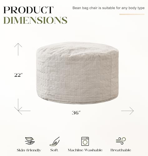 Image of Hobestluk Large Bean Bag Chairs 3FT Big Adults BeanBag Chairs Plush Cover