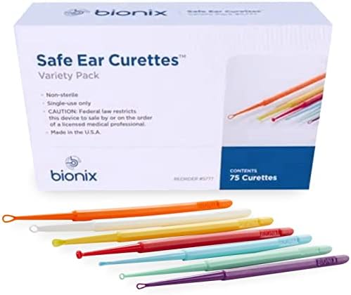 Bionix – Safe Ear Curette Variety Pack, Plastic, Earwax Removal Pack, Helps Remove Wax Buildup, Stainless Steel Curette Alternative, Convenient, Ideal for Healthcare Providers, Single-Use (75 Count)