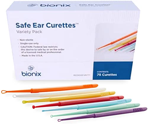 Bionix - Safe Ear Curette Variety Pack, Plastic, Earwax Removal Pack, Helps Remove Wax Buildup, Stainless Steel Curette Alternative, Convenient, Ideal for Healthcare Providers, Single-Use (75 Count)