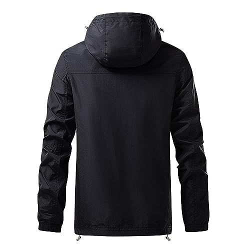 RTTUIOP Mens Jackets Hoodie Men Plus Size Jacket Fall Vintage Long Sleeve Zip Sweaters Solid Color Hooded Loose Light Jacket3