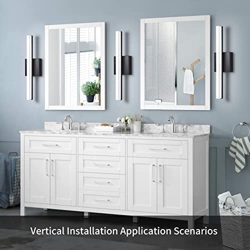 Image of Modern LED Vanity Lights for Bathroom 16IN 9W Daylight White Black Bathroom Light Fixtures Lights Over Mirror Vanity Lighting Fixtures Vanity Light