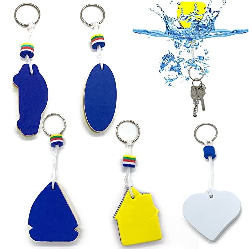 DHER Llaveros acuáticos accesorios flotantes para deportes acuáticos 5 piezas llavero flotante de espuma, llavero flotante accesorios para deportes acuáticos, llavero boya EVA capa colores llavero