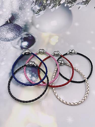 3mm Leather Charm Bracelet Heart Barrel Snap Clasp Handmade Braided Wristband for European Pandora Charm Bead Multiple Sizes 16-21CM4