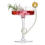 YY Unique Designed Martini Glasses (Set of 2) Modern & Unique Crystal Glasses with Stem, Stemmed Glassware Set for Drinking Margarita and Mixing Color