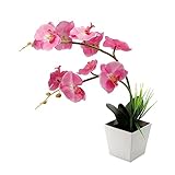 IMIKEYA Orchidée Artificielle Décorative avec Guirlande Lumineuse LED Pot de Fleurs Orchidées Éclairage pour Intérieures