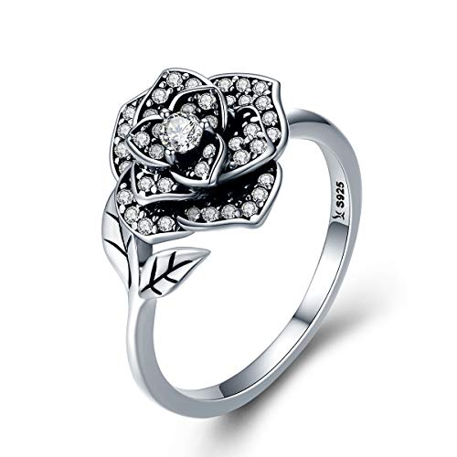 Bague Feng Shui argent 925 femme avec motif rose en cz brillant de mariage