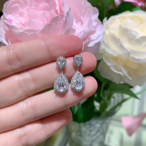 14K Gold Waterdrop Drop Earrings for Women,4.5 ct.t.w. VVS1 D-color Pear Cut Diamond Ear Studs,Birthday Gifts for Wife3