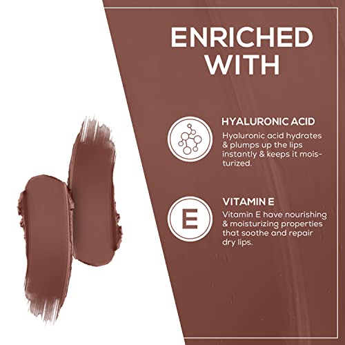Image of RENEE Stunner Matte Lipstick - Queen Bee 4gm| Intense Color Pay Off, Full Coverage Long Lasting Weightless Velvety Formula with One Swipe Application| Enriched with Vitamin E & Hyaluronic Acid