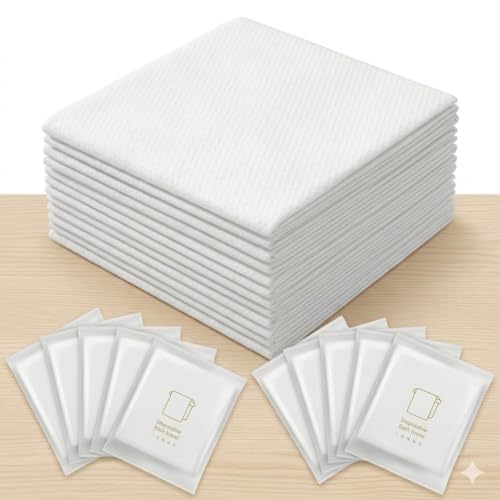 JINYUDOME Disposable Bath Towels Individually Wrapped XL 27.6" x 55.1" 100% Viscose Ultra Soft Highly Absorbent No Washing Needed Ready to Use Travel Towels for Hotel Spa Gym Camping