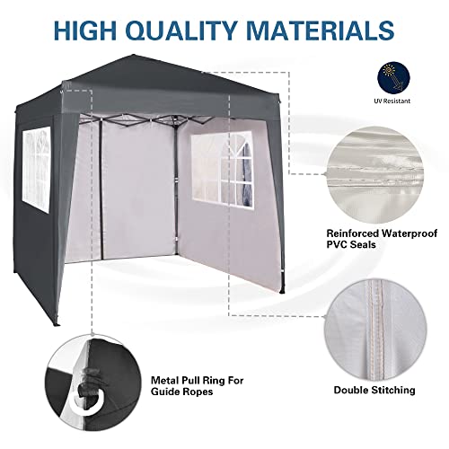 Pop-up Gazebo 2m x 2m With Sides Silver Protective Layer Waterproof Marquee Canopy (WS) (Grey) - Image 3
