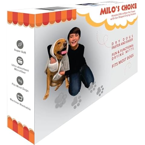 DR. ORGANIZER Milo's Choice Microfiber Pet Towel with Ear Shaped Drying Pockets Cover