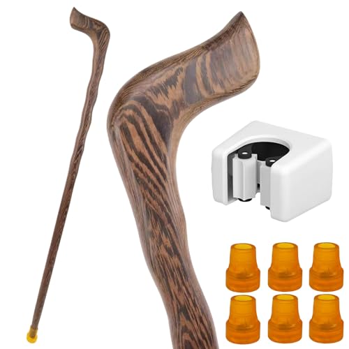 Bastón de Madera con Diseño Ondulado, Bastón Artesanal de Madera Maciza para Hombre y Mujer, Bastón de Movilidad Ligero y Resistente, Acabado Vintage con Vetas Naturales Bastón de Madera con Diseño Ondulado, Bastón Artesanal de Madera Maciza para Hombre y Mujer, Bastón de Movilidad Ligero y Resistente, Acabado Vintage con Vetas Naturales