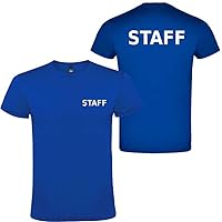T-shirt in cotone con scritta "STAFF" davanti e dietro (Blu Royal)