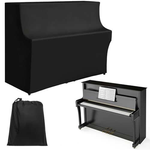 PercyEffie Upright Piano Cover,Piano Keyboard Full Covers Cloth All-Black Dust...