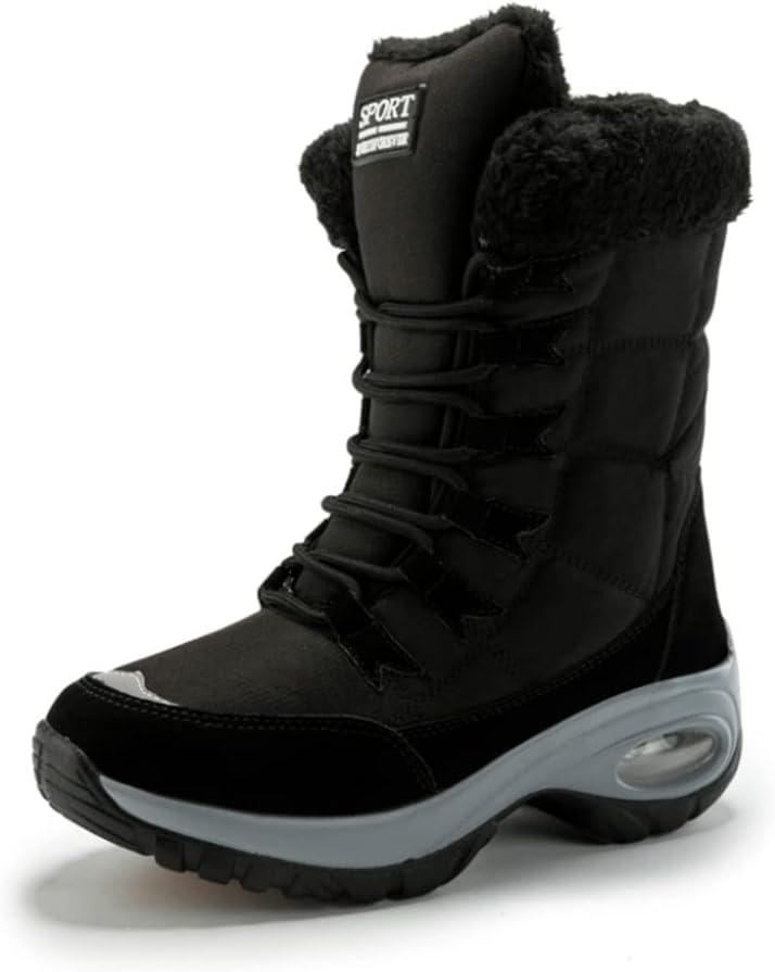 Maylrvjv Women's Snow Boots Winter Warm Waterproof Anti-Slip Lightweight Lace Up Boots Ladies Casual Outdoor Mid Calf Boots