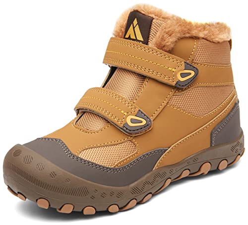 Mishansha Kinder Winterschuhe Warm Gefüttert Schneestiefel Jungen Mädchen Outdoor Winterstiefel Weich Rutschfest Wanderschuhe Winter Boot Trekkingstiefel, Tortilla Braun 26 EU