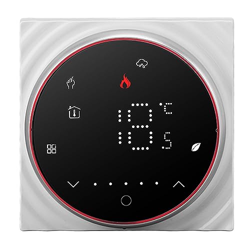 Rcniso Termostato Inteligente Termostato Programable Pantalla LED Programable de 1 Semana Base Rectangular Empotrada Digital AC95-240V para de Calefacción de Caldera (Negra)