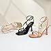 RIBONGZ Black Strappy Stiletto Kitten Heels Ankle Strap Sexy Heeled Sandals for Women Square Open Toe High Heels Wedding Bride Party Prom Dress Shoes 10.5
