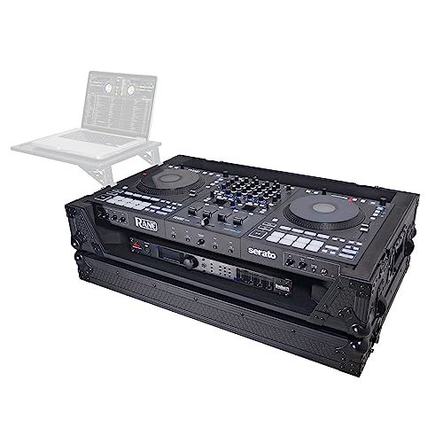 Prox XS-RANEFOUR WBL ATA Flight Style Road Case for Rane 4 Dj Controller | Gig-Ready Series | CNC Technology | Honeycomb Digital Surface | 1U Rack Space Wheels | Black Hardware - Black Finish
