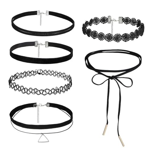 Xuanqiu Tattoo Choker Necklace 6 Pcs/Set Choker Necklace Stretch Velvet