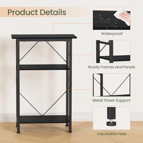 Image of Snughome 5-10 Gallon Aquarium Stand, 3 Tier Fish Tank Stand with Storage, Fish Tank Stand with Metal Frame, Reptile Turtle Tank Stand for Home Office, 20.47 inch x 11.02 inch x 30.52 inch, Black