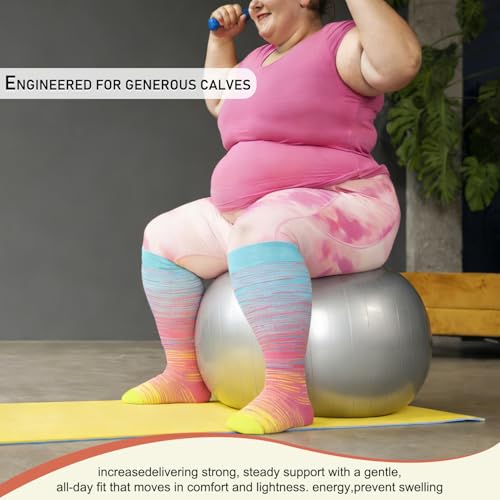 Image of Diu Life 3 Pairs Plus Size Compression Socks for Women and Men Wide Calf Extra Knee High Support for Circulation