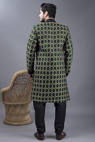 Image of XEPON Men's Jacquard Ethnic Wear Kurta Pajama With Stylish Long Jacket Set