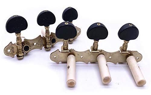 Jiayouy 2Pcs Classical Guitar String Tuners Keys Machine Heads Tuning Pegs 3 Left 3 Right With Mount Screws - Black Semicircle Buttons #TOP30