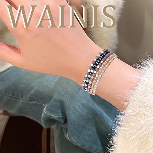 WAINIS 27-28Pcs Delicate Boho Beaded Bracelet Multi Layer Versatile Statement Bracelets Stackable stretch Cuff Sparkly Glass Crystal Beads bracelets4