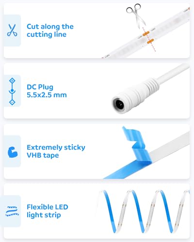 Tira de LED Azul COB Aclorol 32.8ft 24V Flexible miniatura 3