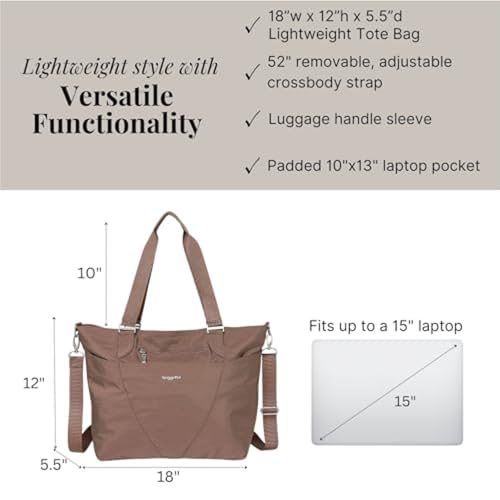 Image of Baggallini Avenue Tote - 12x18 Laptop Tote Bag for Women - Lightweight Work Travel Carry On Bag