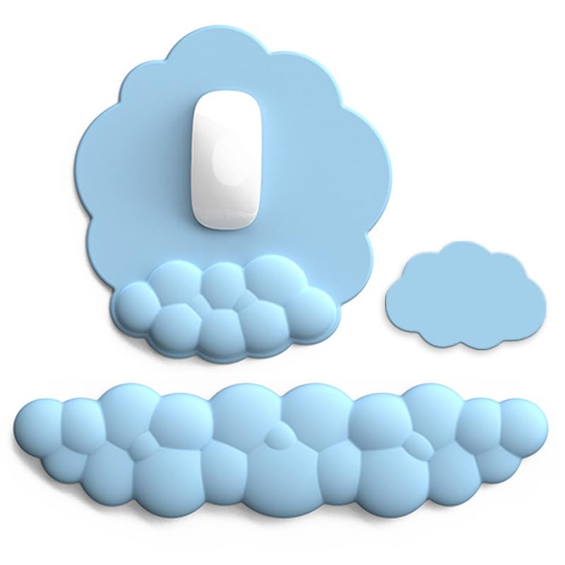 Meffort IncPU Leather Mouse Pad Wrist Support & Gaming Keyboard Wrist Pad & Coaster Set – Durable Ergonomic Anti Slip Round Base Rest Support - Teal