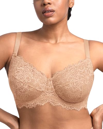 Image of HSIA Minimizer Bra for Women - Plus Size Full Coverage Lace Bra with Underwire, Non Padded