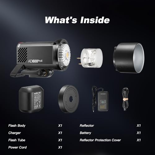 Ficha técnica Godox AD600Pro II Luz estroboscópica para exteriores 600Ws 2.4 GHz TTL inalámbrico flash de cámara Speedlite Pantalla TFT para control a bordo Potente batería Li-ion 1/8000s HSS 0.01-0.9s Tiempo de reembolso - Fernando Cortés Ficha técnica Godox AD600Pro II Luz estroboscópica para exteriores 600Ws 2.4 GHz TTL inalámbrico flash de cámara Speedlite Pantalla TFT para control a bordo Potente batería Li-ion 1/8000s HSS 0.01-0.9s Tiempo de reembolso - Fernando Cortés