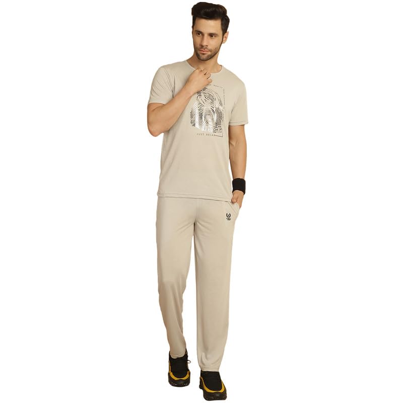 Image of VIMAL JONNEY White Cotton Printed CO-ORD Set Tracksuit for Men-T PRT 23 WHT D10 WHT. 02-P