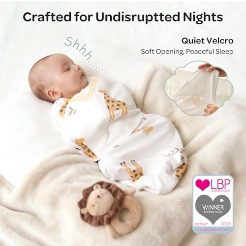 Image of Momcozy Swaddles for Newborns, Quiet Fastener Swaddle Suitable for Infant 0-3 Months, New-Parent-Friendly Sleep Sack, Reduce Startle Reflex, Newborn Boys Girls Registry Essentials, 2-Pack, Bravery