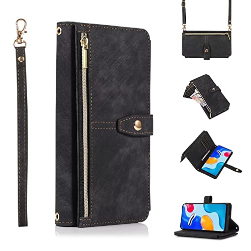 ESONG Cover per iPhone 14 PLUS Custodia,Portafoglio a Libro in Pelle Flip Cover,Magnetica protezione Wallet Case,Antiurto in TPU con 9 Slot per Schede/Pratico Cordino/Supporto,Nero