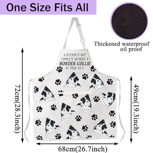 Tablier de cuisine Border Collie réglable avec grandes poches - 3