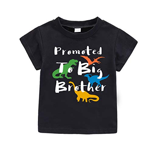 Little Boys Promoted to Big Brother Print T Shirt Tops, Im Going to Be a Big Brother Tees as Gift (Black-Dinosaur, 2-3T)