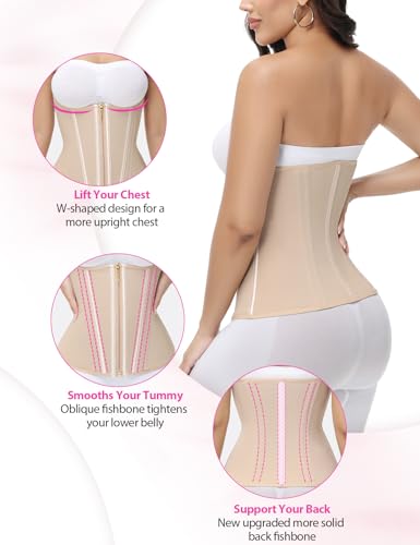 Image of SHAPSHE Waist Trainer for Women Tummy Control Workout Waist Cincher Corset Shapewear Postpartum Body Shaper with Zipper Hook