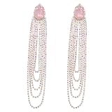 Chain Tassel Earrings Pink