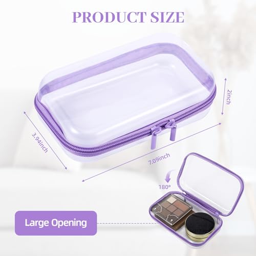 Image of 4 Pcs Clear Hard Shell Zipper Case, Transparent Hard Clear Zipper Case, Medium Portable Travel Makeup Bag Organizer Bin for Pencil Cosmetics Building Blocks Puzzles(4Colors)
