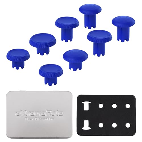 Image of eXtremeRate ThumbsGear Interchangeable Thumbsticks for PS5 Edge Controller, Replacement Blue Analog Thumb Sticks Caps for PS5 Edge Controller - 4 Heights 3 Surfaces Grips - Without Thumbstick Base