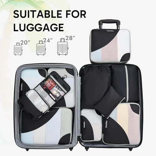Image of ALL INCLUDED 10 Set Durable Packing Cubes Suitcases,OlarHike Essentials for Travel,UPGRADED Anti-Tear Stitching, NEW Improved Luggage Packing Organizers for Travel Accessories (Black) (Pack of 2)