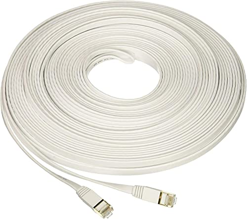 Nexhi Nexhi-STP-1800-50W CAT-7 Gigabit Ethernet Ultra Flat Patch Cable, White, 50'